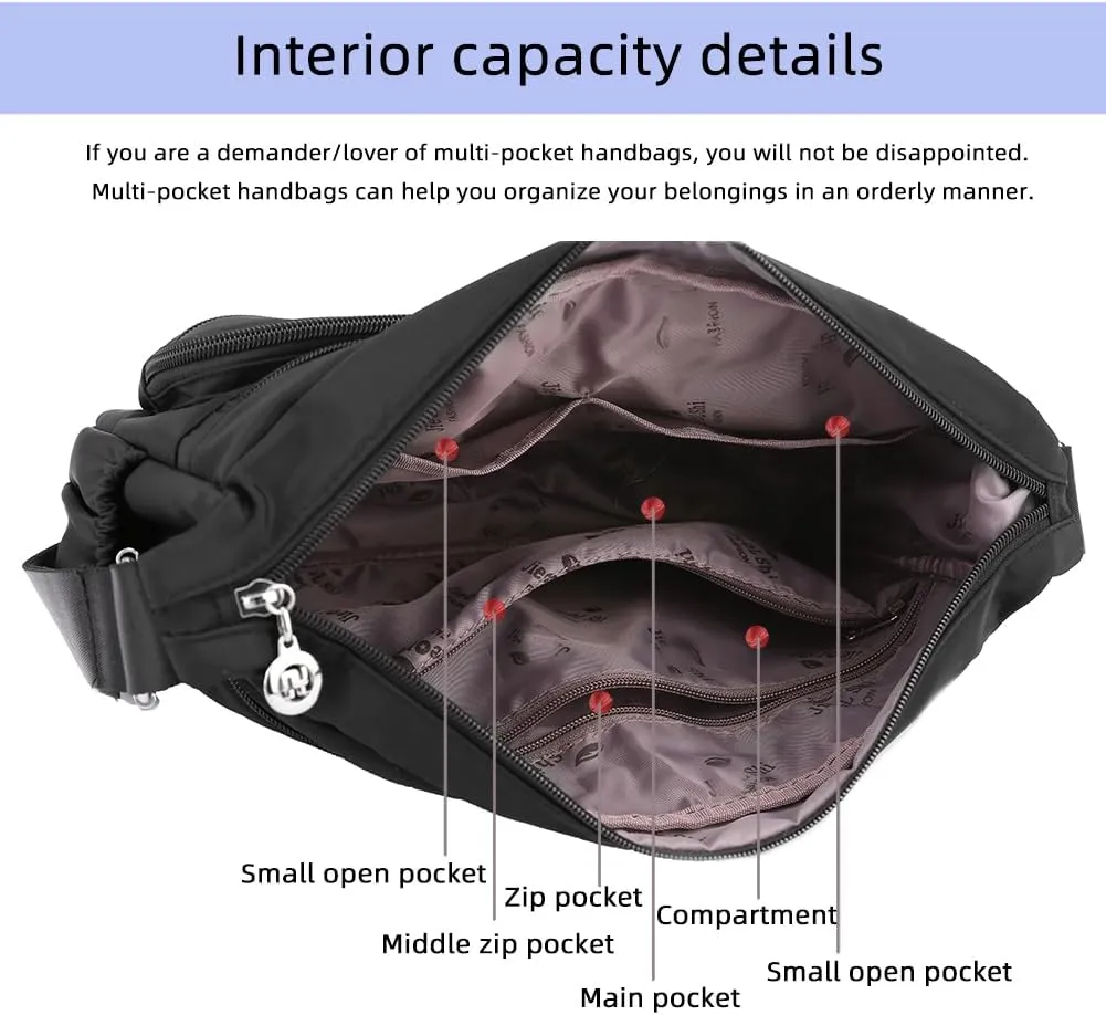 Crossbody Bag for Women, Multiple Pockets Handbag with Top Handle