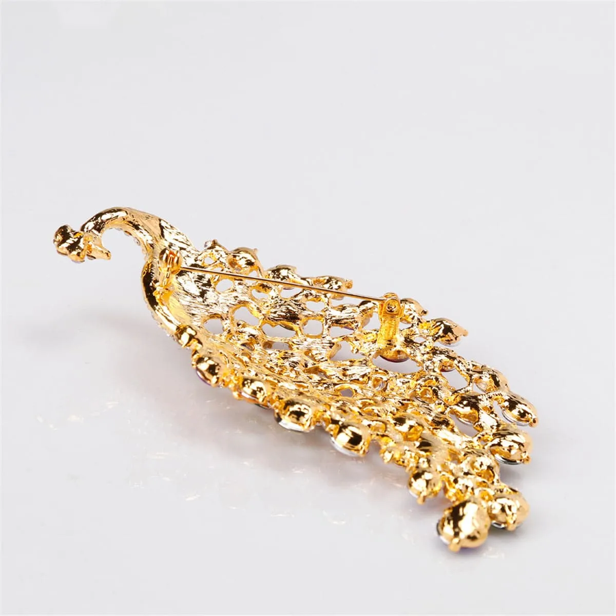 Crystal & Cubic Zirconia Peacock Brooch