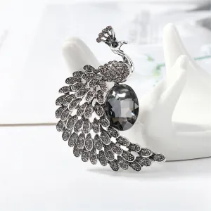 Crystal & Cubic Zirconia Peacock Brooch