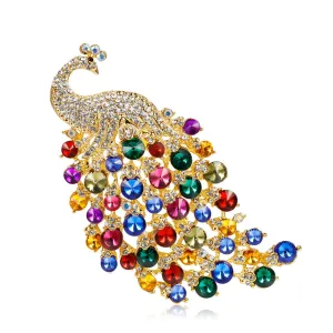 Crystal & Cubic Zirconia Peacock Brooch