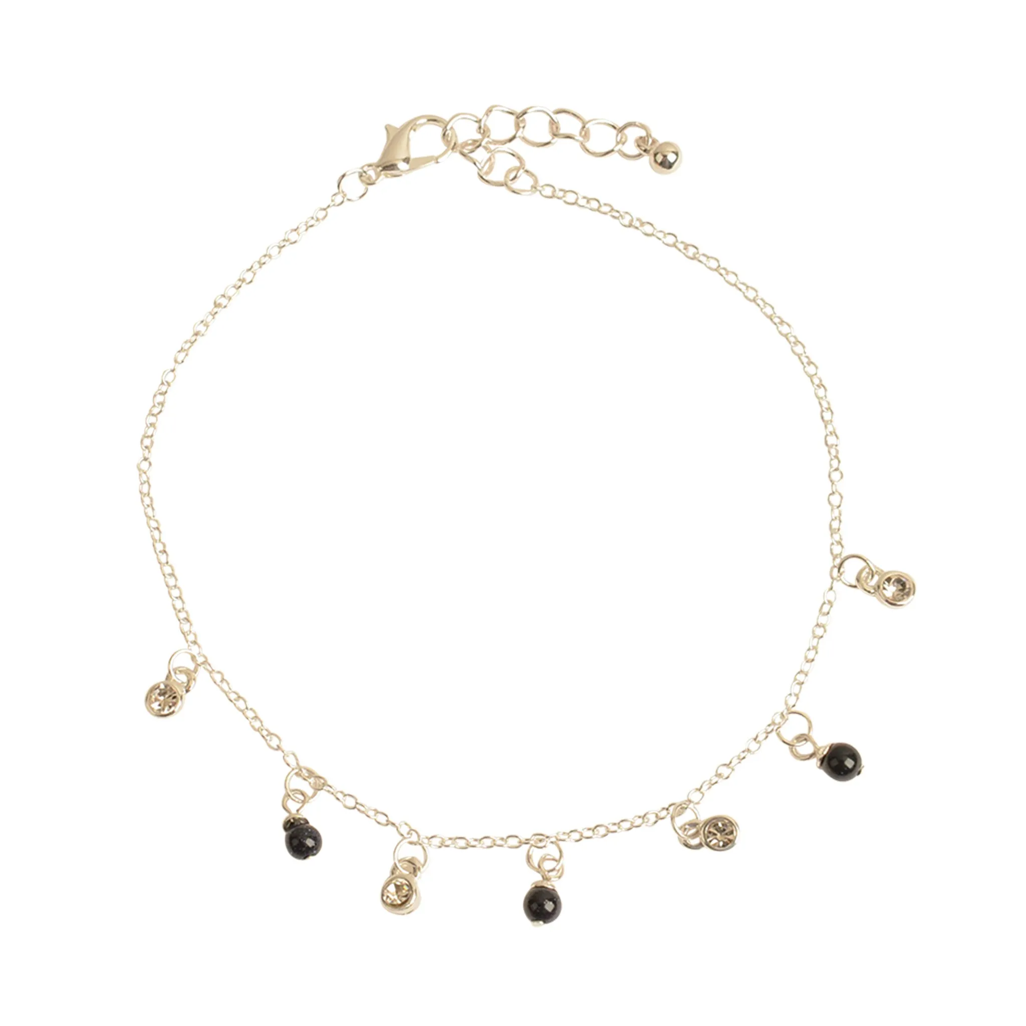 Crystal & Stone Drop Anklet