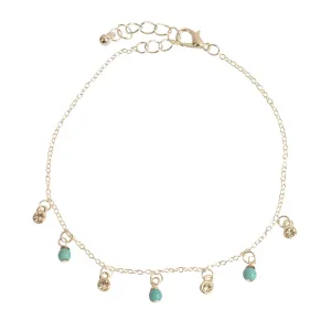 Crystal & Stone Drop Anklet