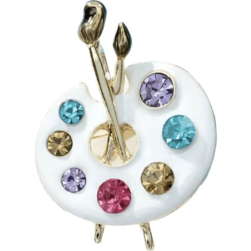 Crystal Jewelled Artist Palette Brooch