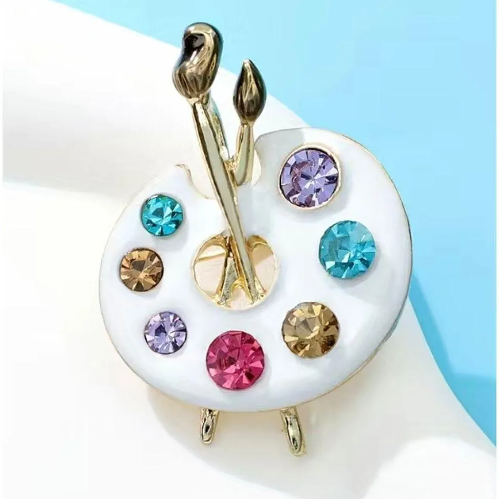 Crystal Jewelled Artist Palette Brooch