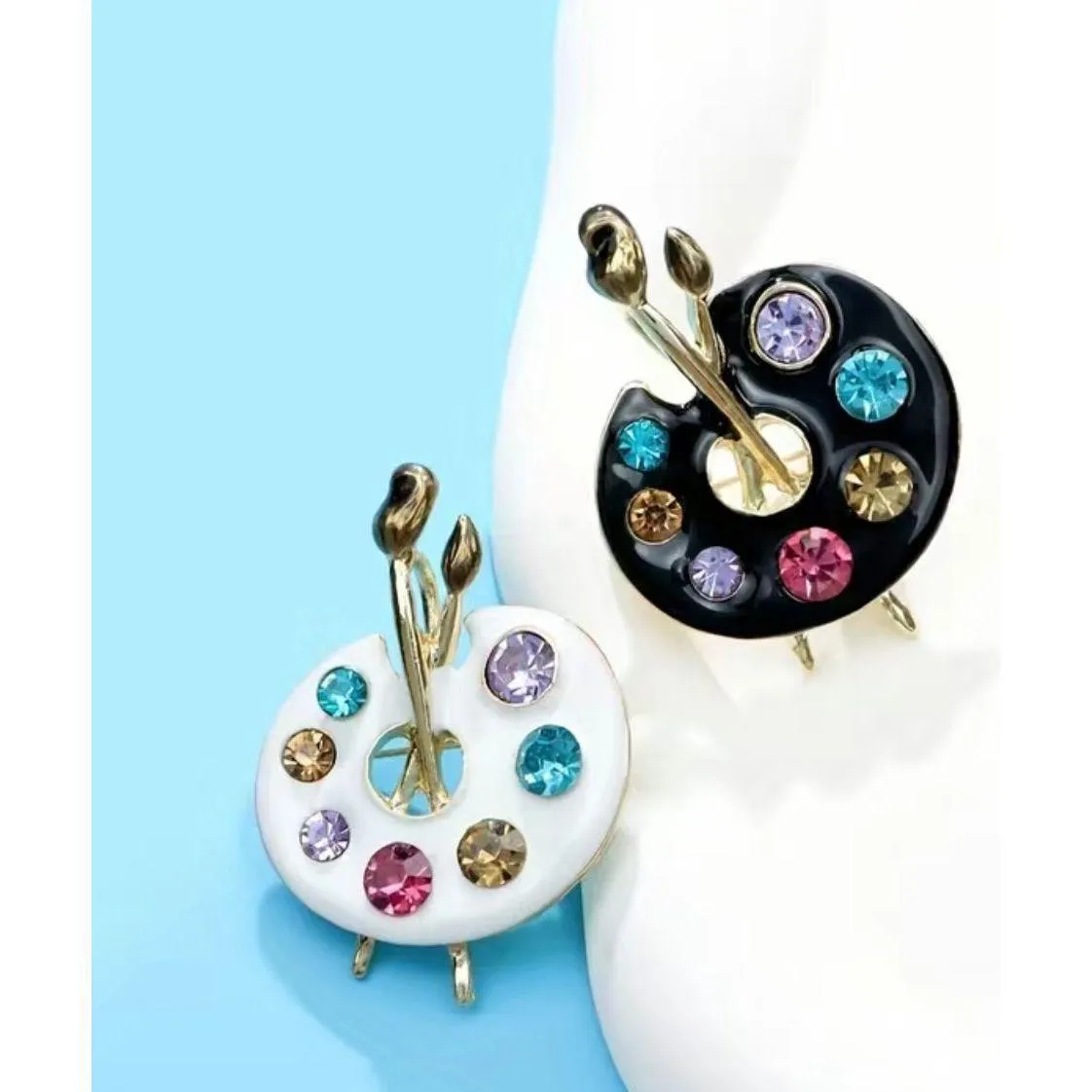 Crystal Jewelled Artist Palette Brooch