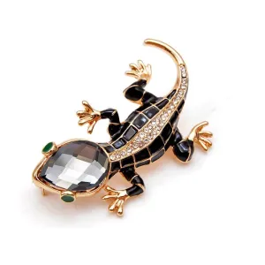 Crystal Lizard Gecko Brooches for Women Fashion Animal Pin Backing 5.5cm Style Shining Jewelry Kids Gift