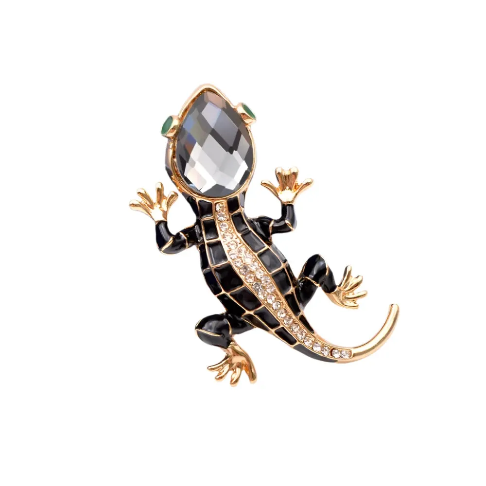 Crystal Lizard Gecko Brooches for Women Fashion Animal Pin Backing 5.5cm Style Shining Jewelry Kids Gift
