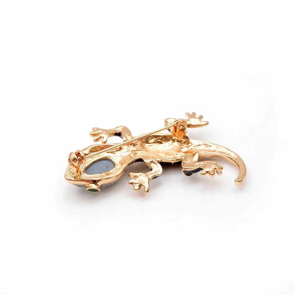 Crystal Lizard Gecko Brooches for Women Fashion Animal Pin Backing 5.5cm Style Shining Jewelry Kids Gift
