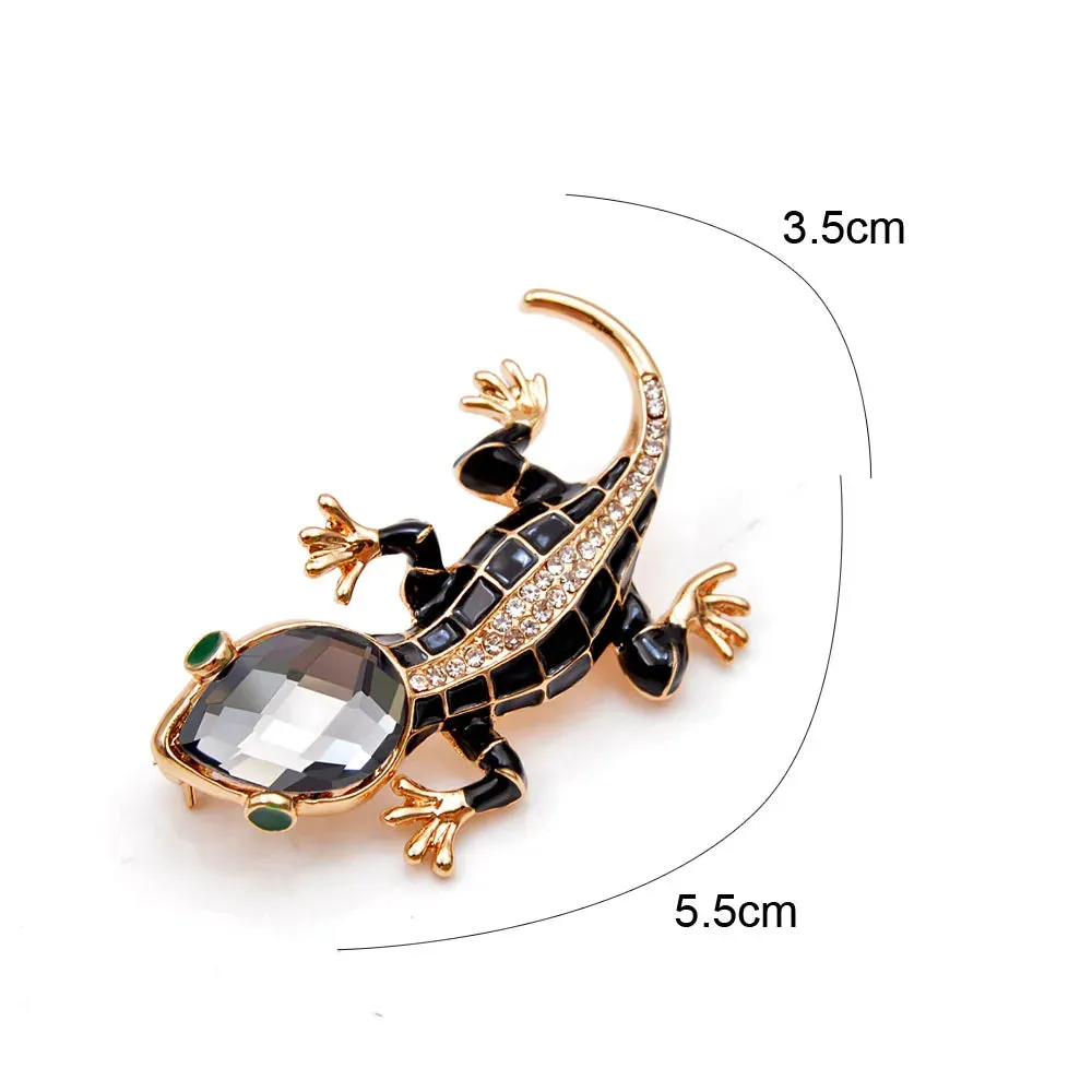 Crystal Lizard Gecko Brooches for Women Fashion Animal Pin Backing 5.5cm Style Shining Jewelry Kids Gift