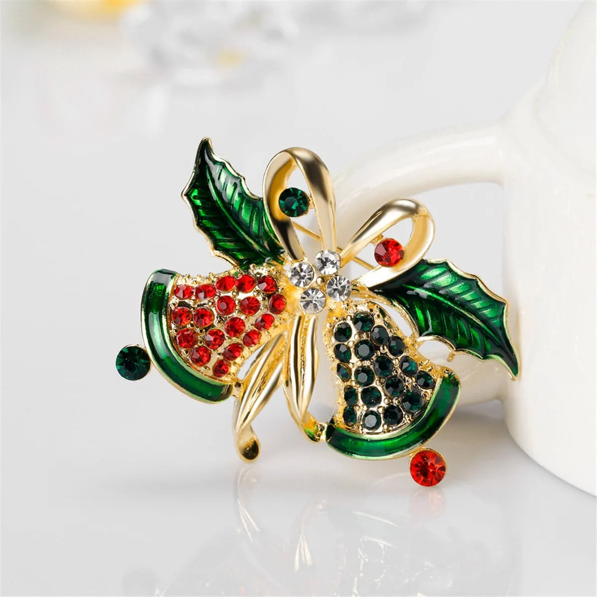 Cubic Zirconia & 18K Gold-Plated Botany Bell Brooch