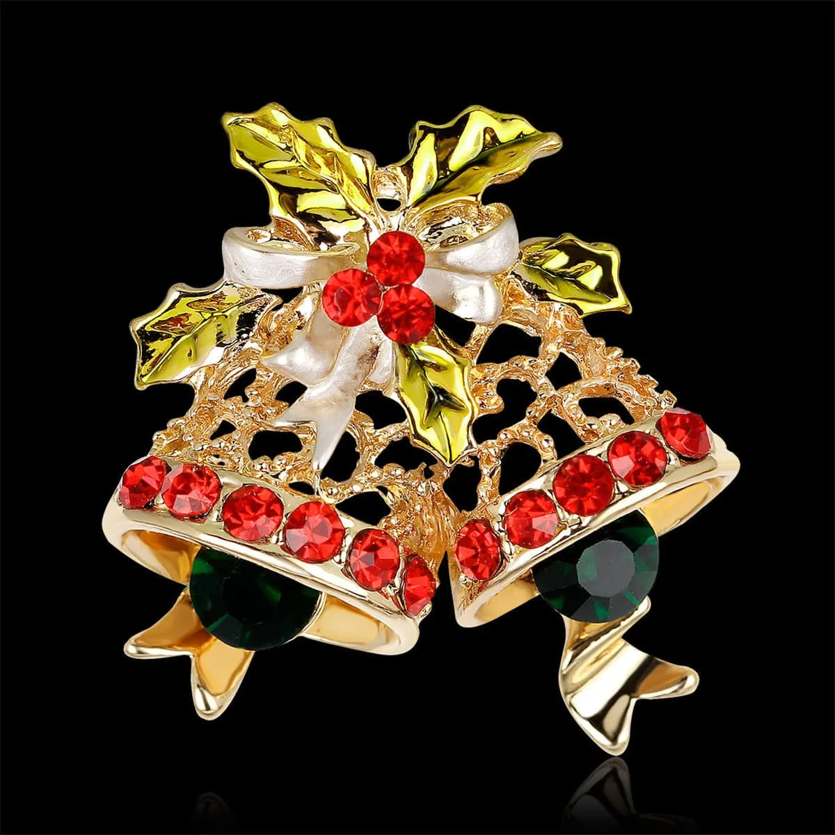 Cubic Zirconia & 18K Gold-Plated Botany Bell Brooch