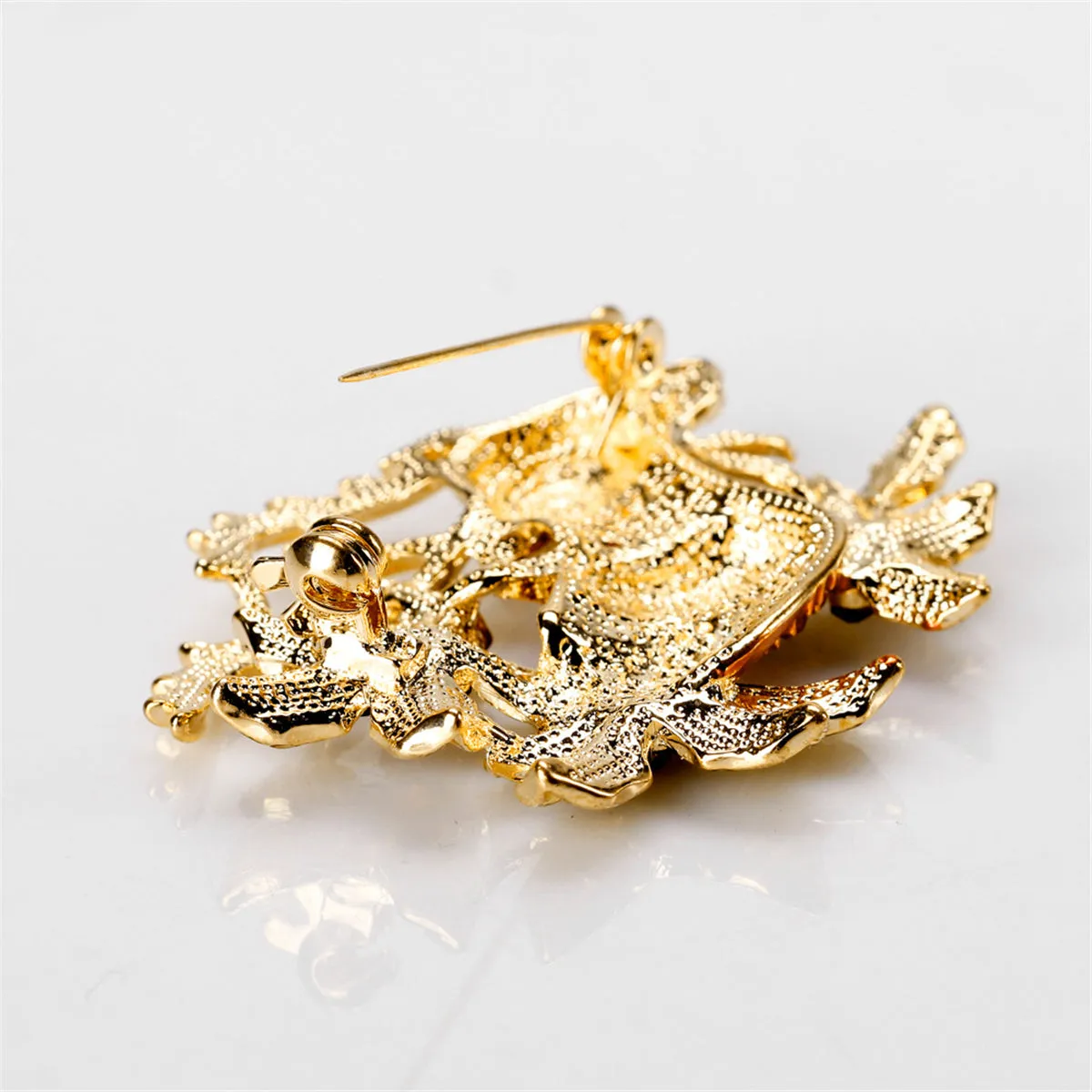 Cubic Zirconia & 18K Gold-Plated Botany Reindeer Brooch