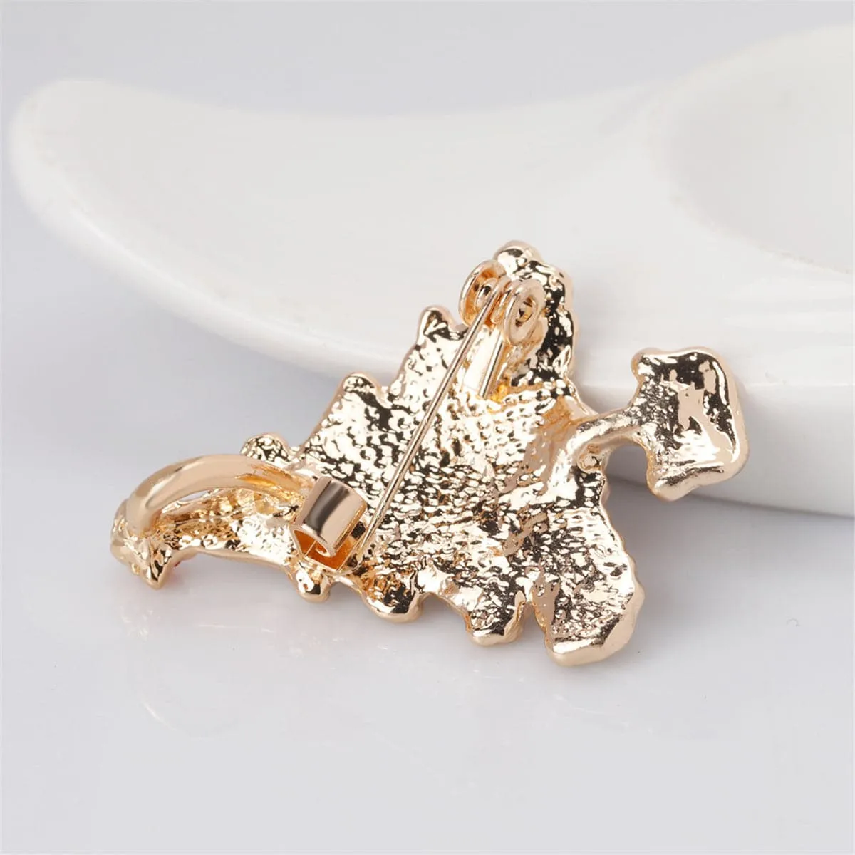 Cubic Zirconia & 18K Gold-Plated Christmas Tree Brooch