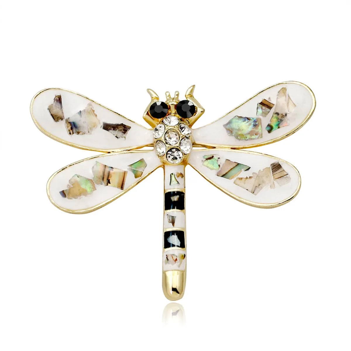 Cubic Zirconia & 18K Gold-Plated Dragonfly Brooch