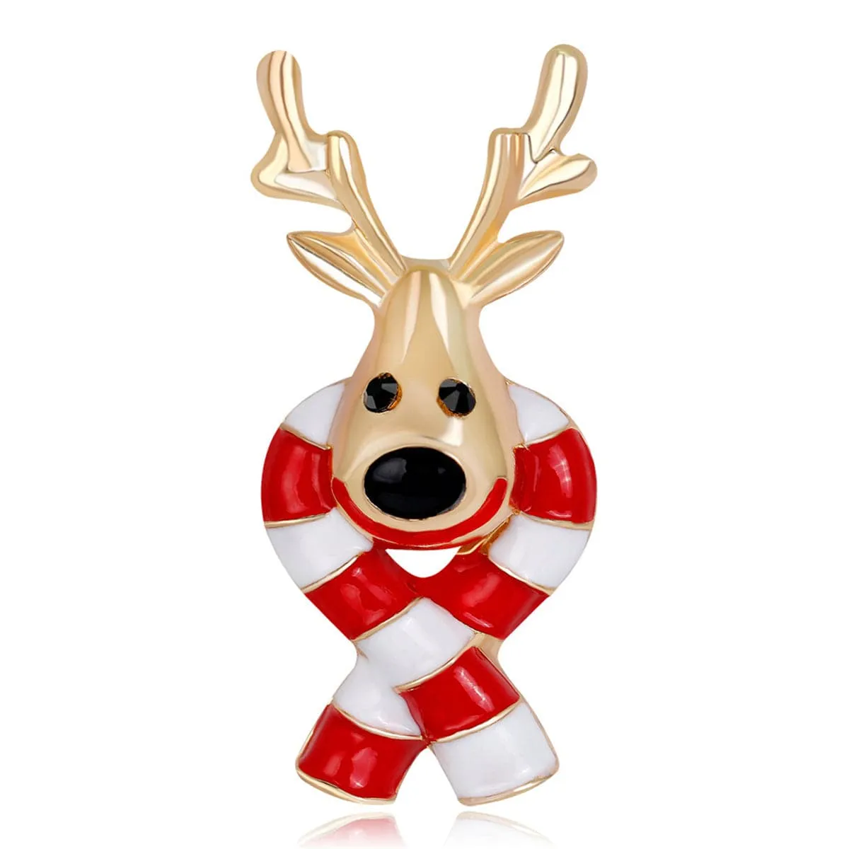 Cubic Zirconia & 18K Gold-Plated Reindeer Scarf Brooch