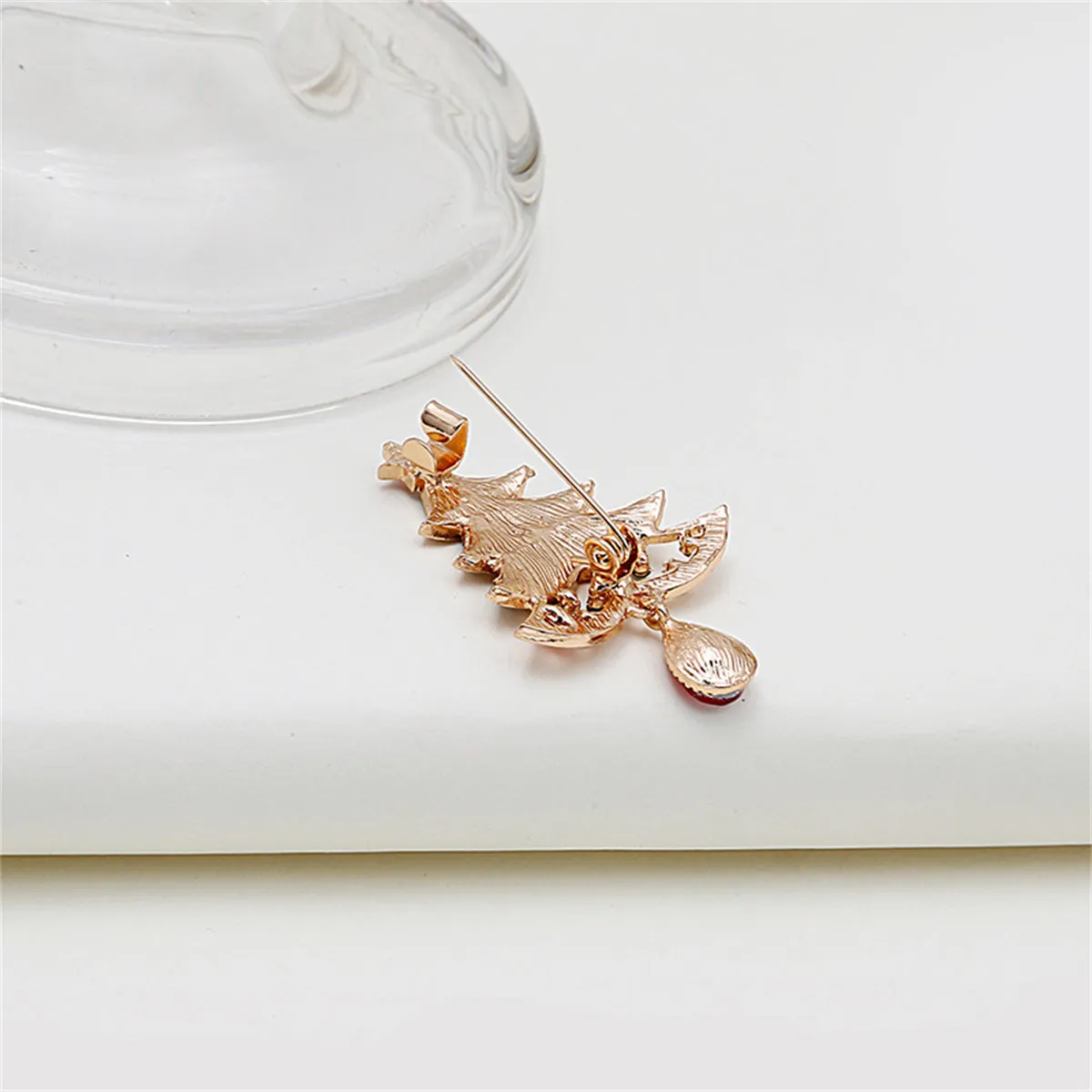 Cubic Zirconia & Crystal Enamel 18K Gold-Plated Christmas Tree Brooch