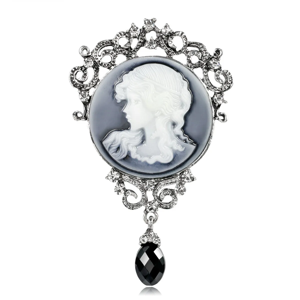 Cubic Zirconia & Crystal Rilievo Lady Brooch