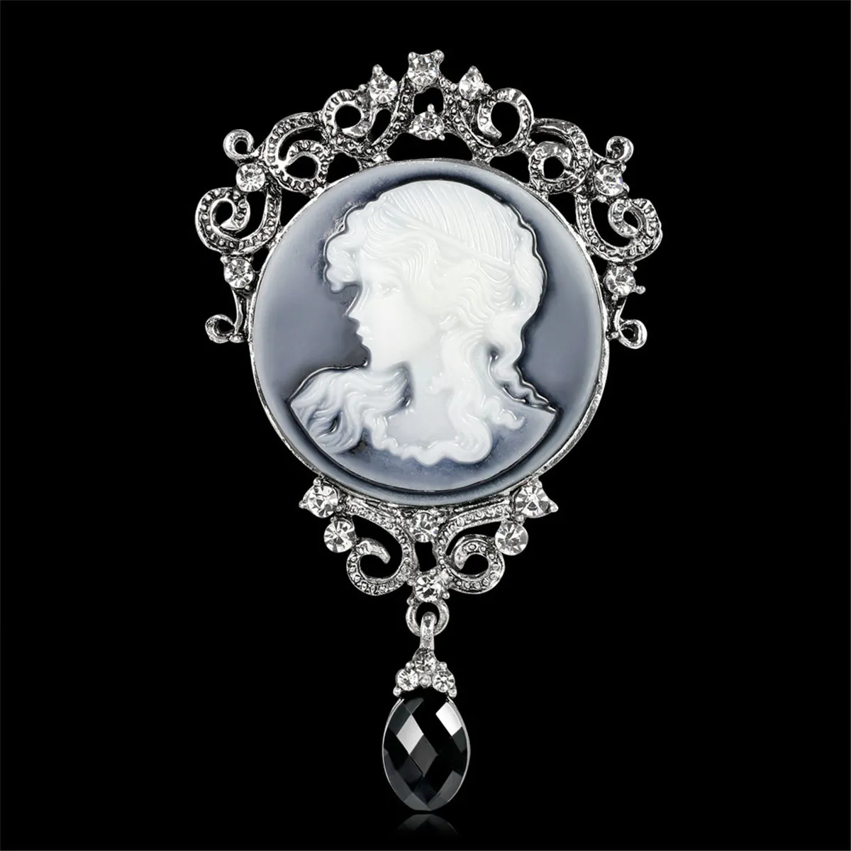Cubic Zirconia & Crystal Rilievo Lady Brooch