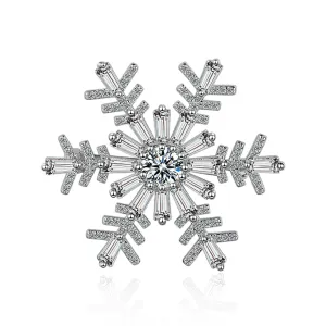 Cubic Zirconia & Crystal Silver-Plated Snowflake Brooch