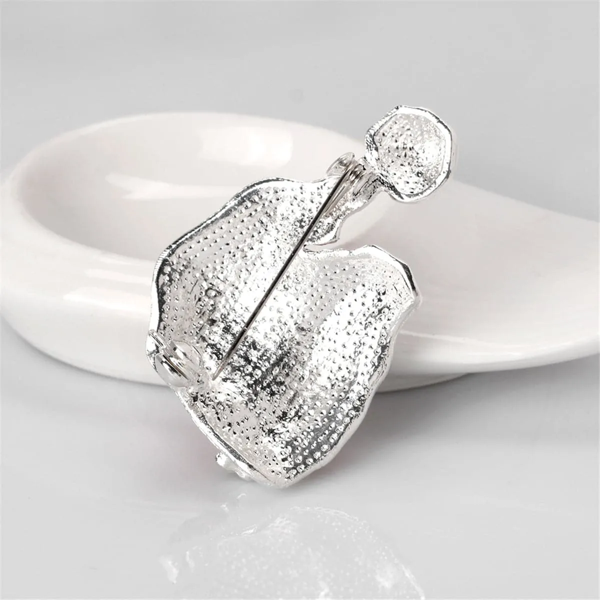 Cubic Zirconia & Enamel Silver-Plated Santa Hat Brooch