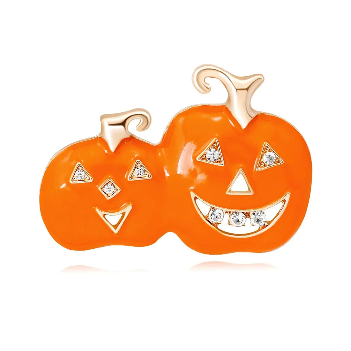 Cubic Zirconia & Orange Enamel Pumpkin Brooch