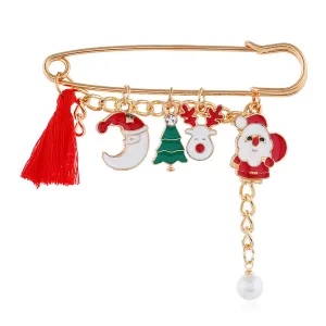 Cubic Zirconia & Pearl Enamel 18K Gold-Plated Christmas Tree Pin Brooch