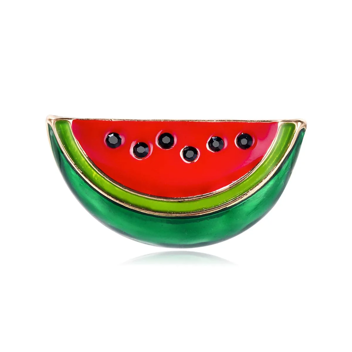 Cubic Zirconia & Red Enamel Watermelon Brooch