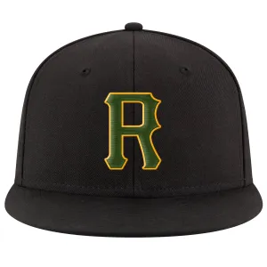 Custom Black Green-Gold Stitched Adjustable Snapback Hat