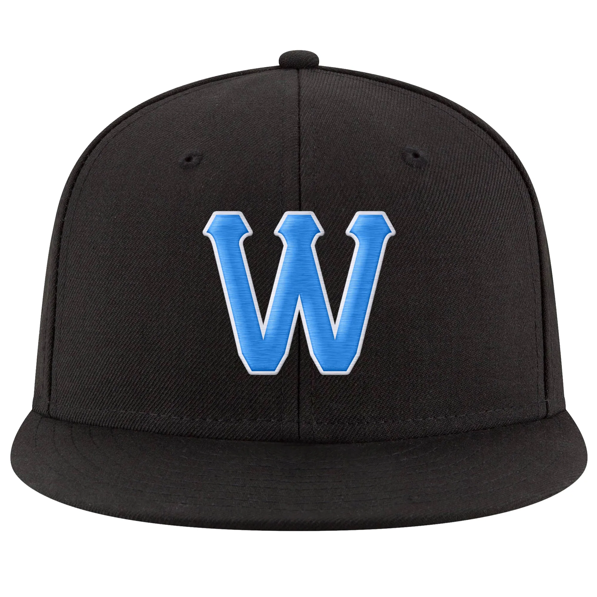 Custom Black Powder Blue-White Stitched Adjustable Snapback Hat