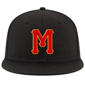 Custom Black Red-Gold Stitched Adjustable Snapback Hat