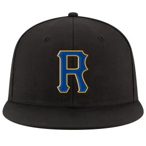 Custom Black Royal-Gold Stitched Adjustable Snapback Hat