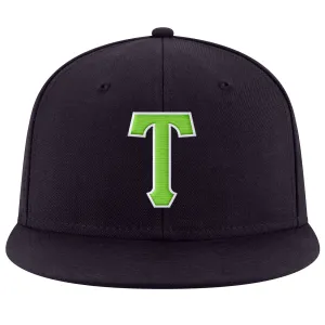 Custom Navy Neon Green-White Stitched Adjustable Snapback Hat