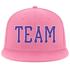 Custom Pink Purple-White Stitched Adjustable Snapback Hat