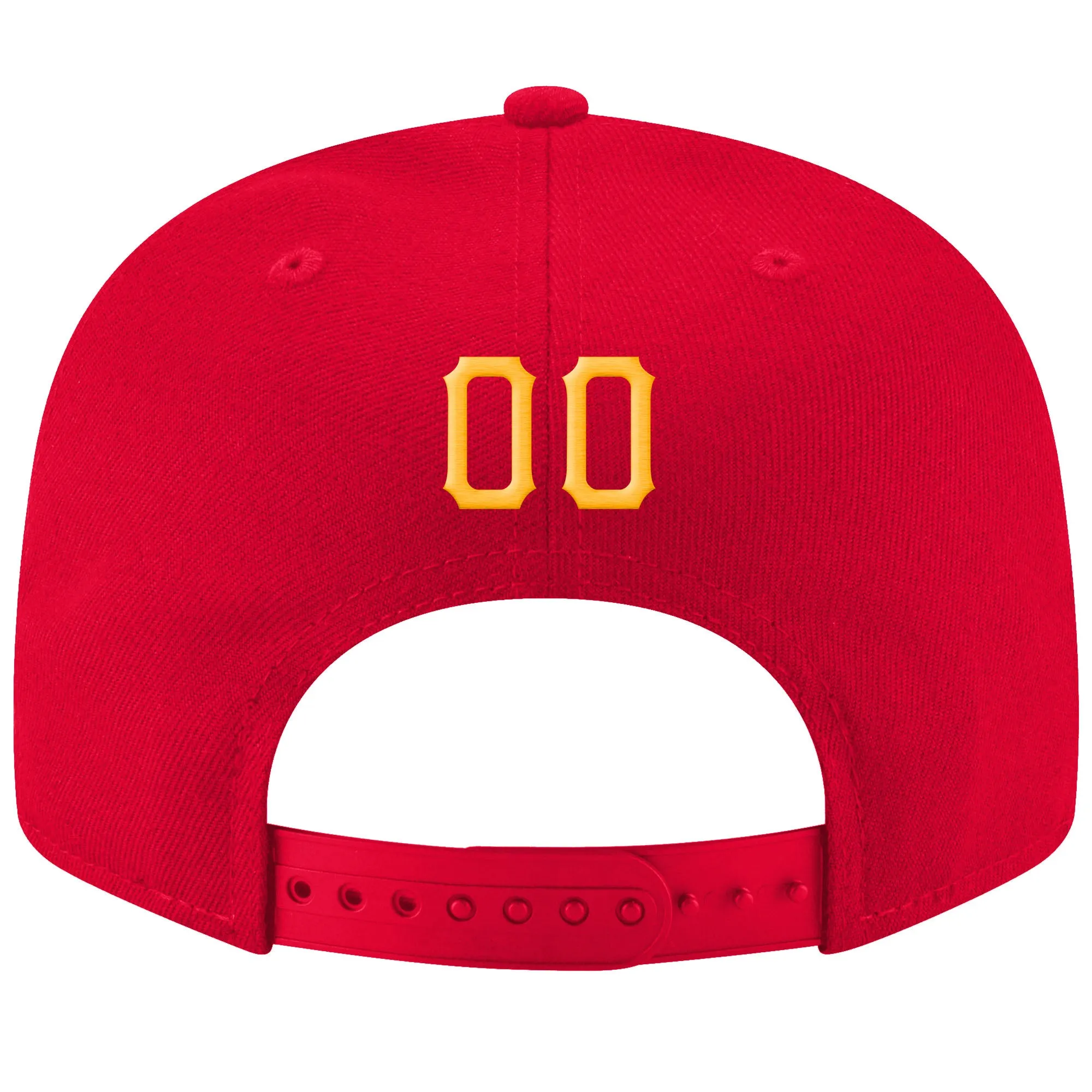 Custom Red Gold-White Stitched Adjustable Snapback Hat