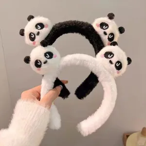 Cute Panda Hair Bands Women Face Wash Special Non-slip Headband Cartoon Plush Wide Edge Headband Girls Hair Accessories