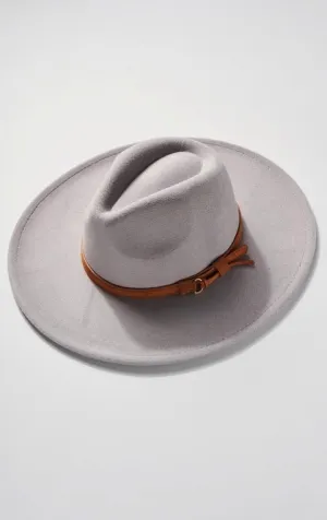 Dandy Wide Brim Leather Band Felt Hat Gray