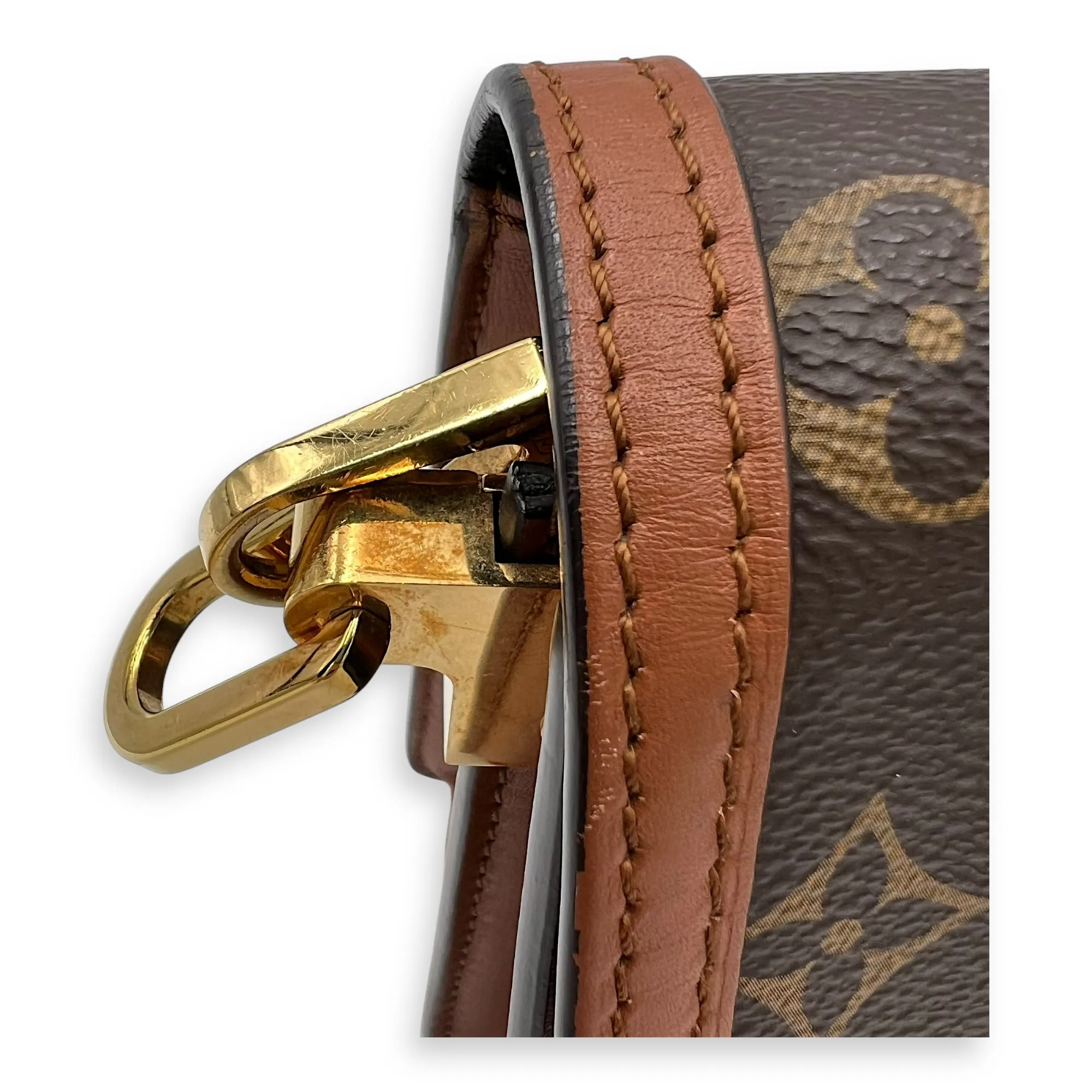 Dauphine Reverse Mini Crossbody bag in Monogram coated canvas, Gold Hardware
