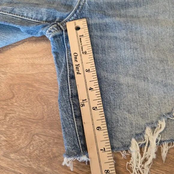 DAZE DENIM 1999 Shorts Slouch 90S Short Jean High Rise Distressed Shorts Blue 26