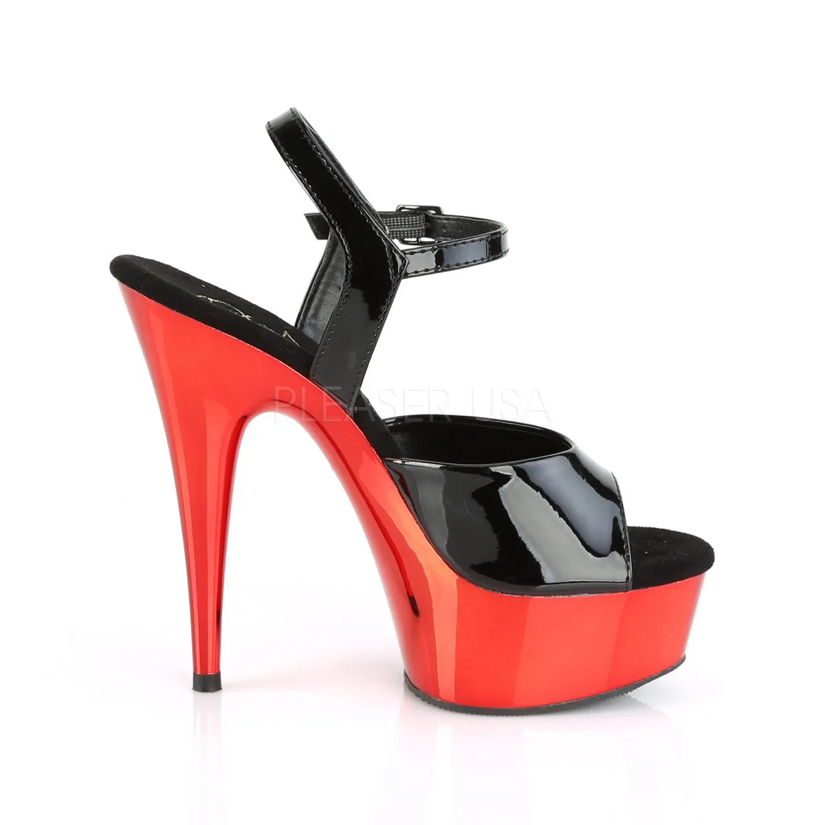 DELIGHT-609  Black Patent/Red Chrome