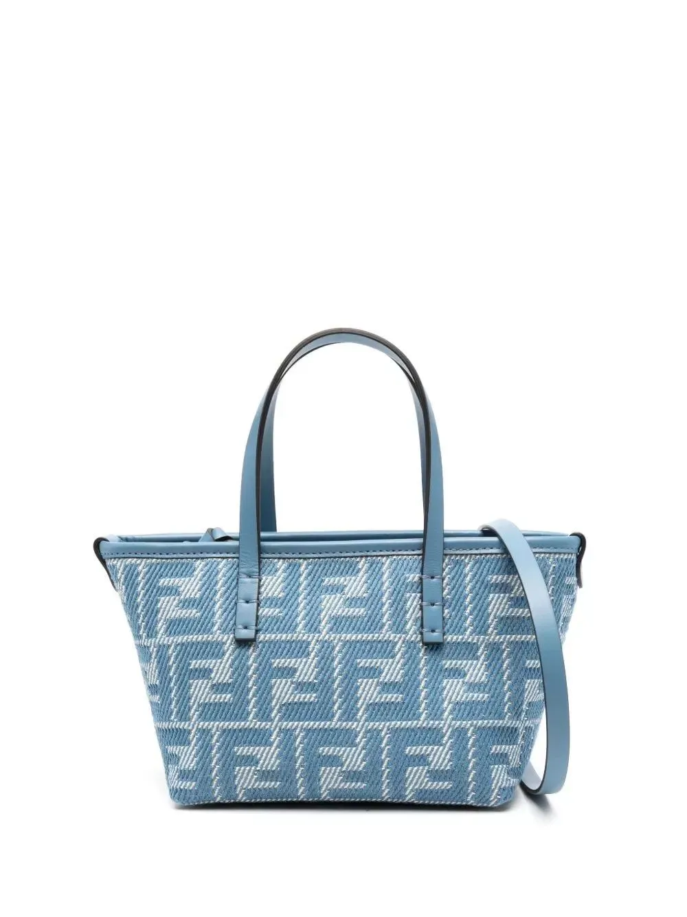 denim-effect ff jacquard roll mini bag