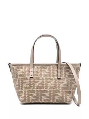 denim-effect ff jacquard roll mini bag