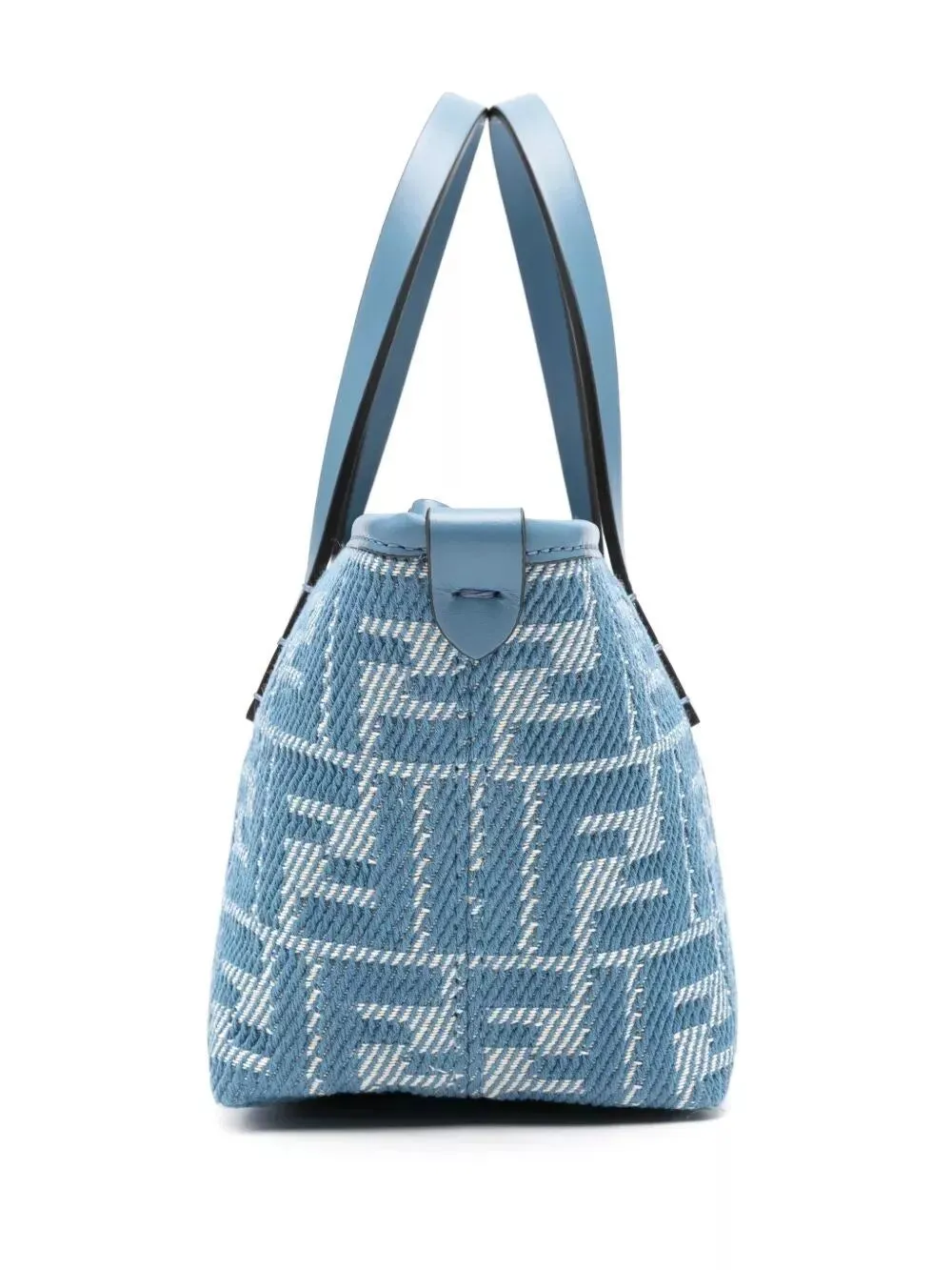 denim-effect ff jacquard roll mini bag