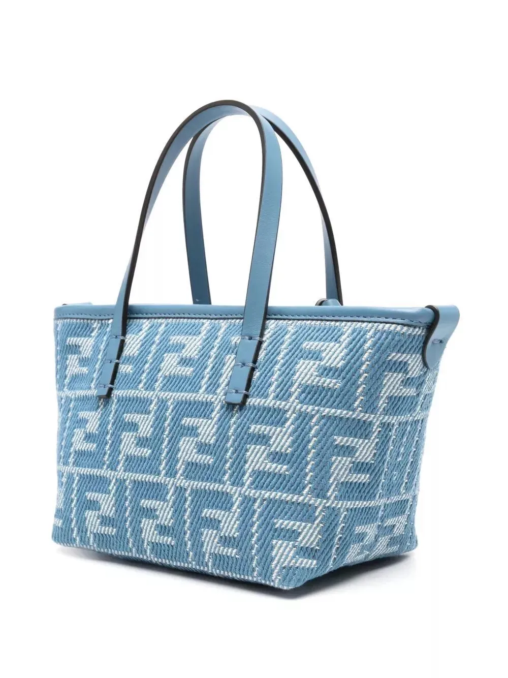 denim-effect ff jacquard roll mini bag