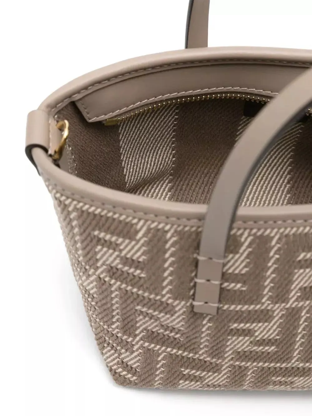 denim-effect ff jacquard roll mini bag