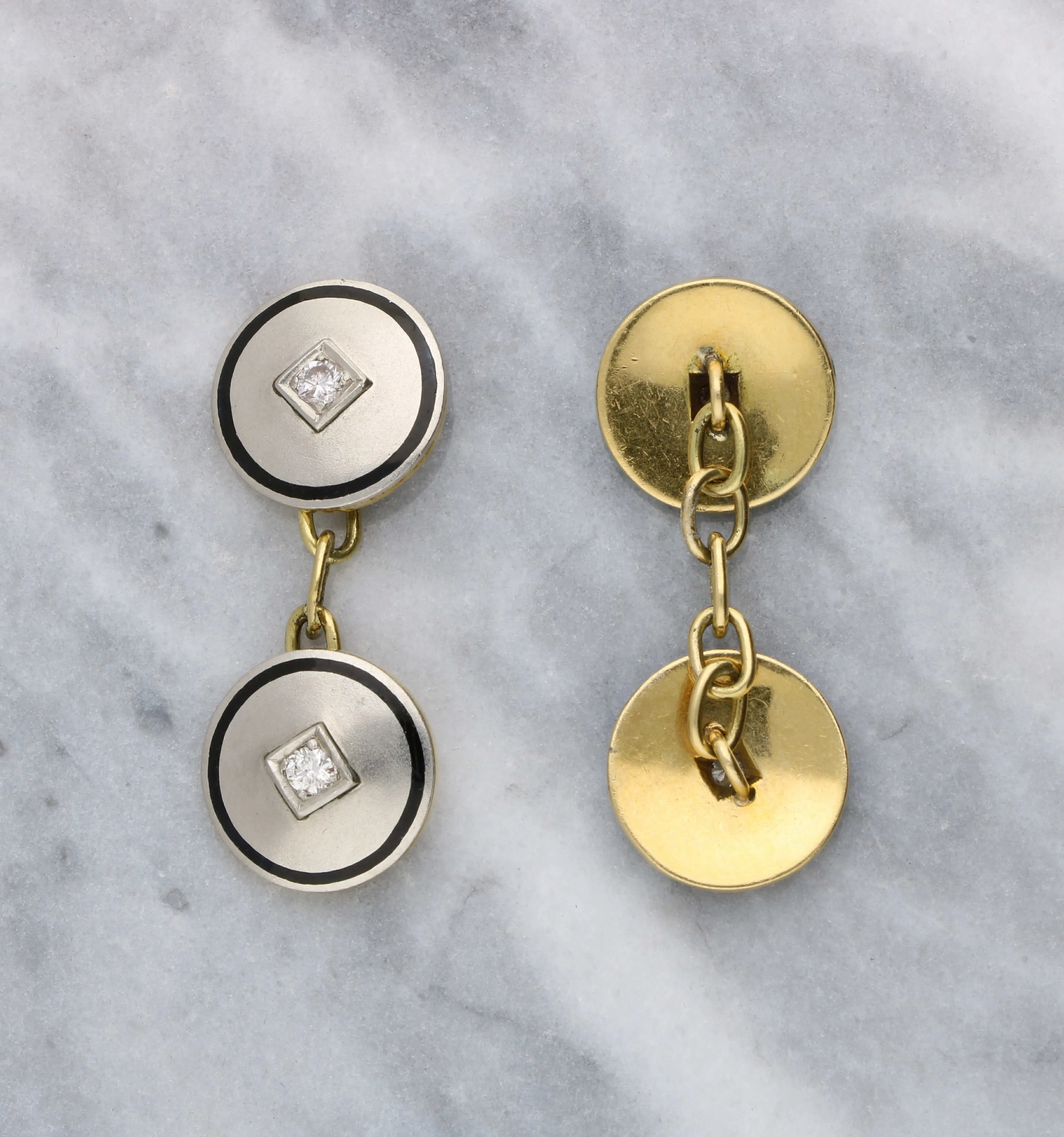 Diamond and enamel cufflinks