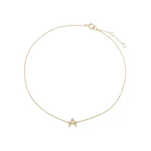 Diamond Pave Initial Anklet 14K