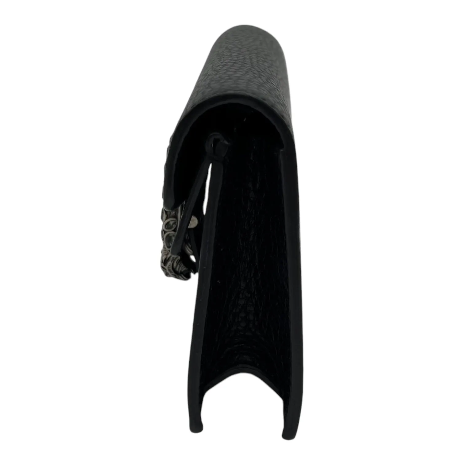 Dionysus Super Mini Black Crossbody Bag in Calfskin, Silver hardware