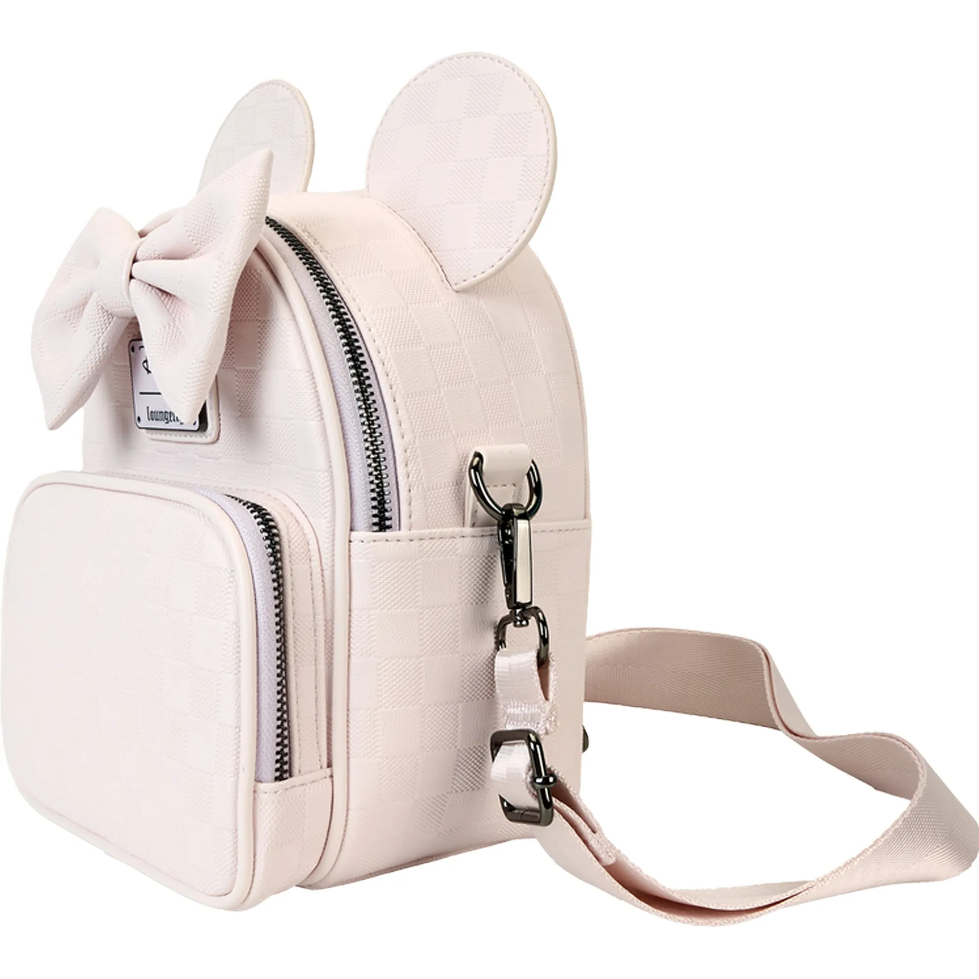 Disney Loungefly Minnie Mouse Checkered Texture Convertible Mini Backpack & Crossbody Bag