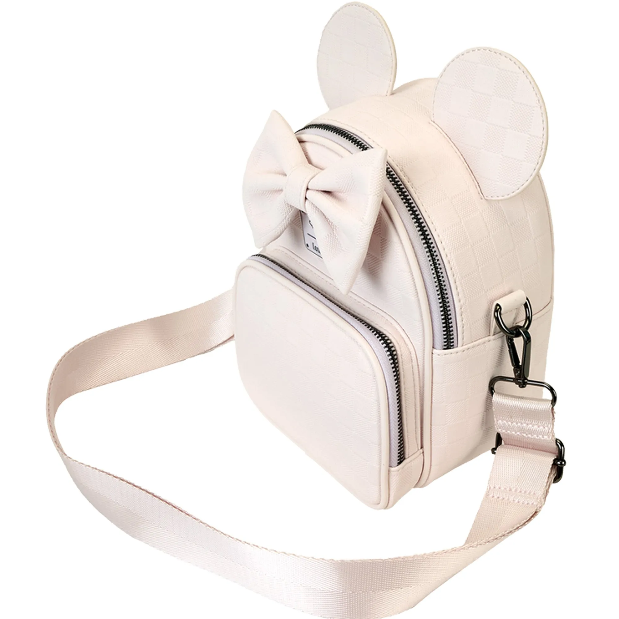 Disney Loungefly Minnie Mouse Checkered Texture Convertible Mini Backpack & Crossbody Bag