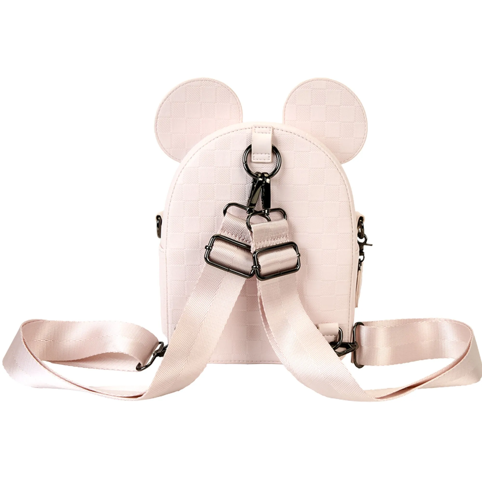 Disney Loungefly Minnie Mouse Checkered Texture Convertible Mini Backpack & Crossbody Bag